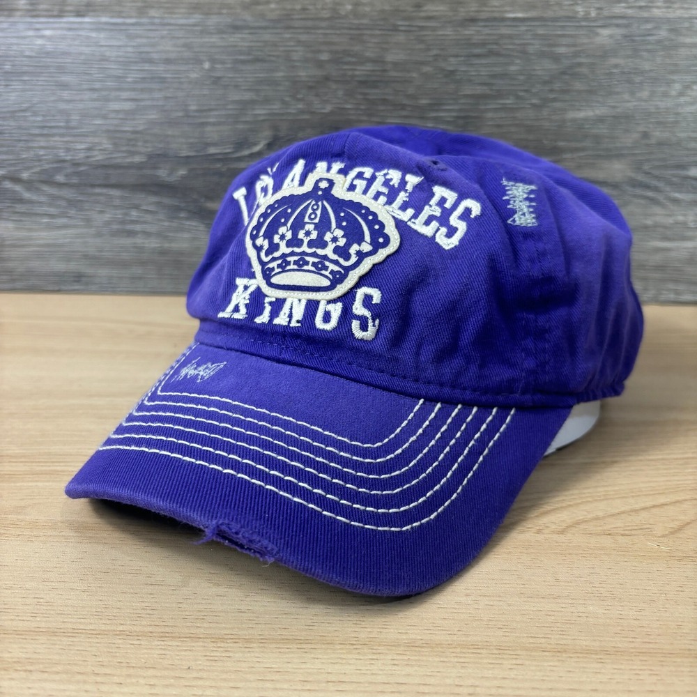 Los Angeles Kings Hat Cap Fitted L/XL Purple NHL Hockey CCM Pro OK'd Vintage‎